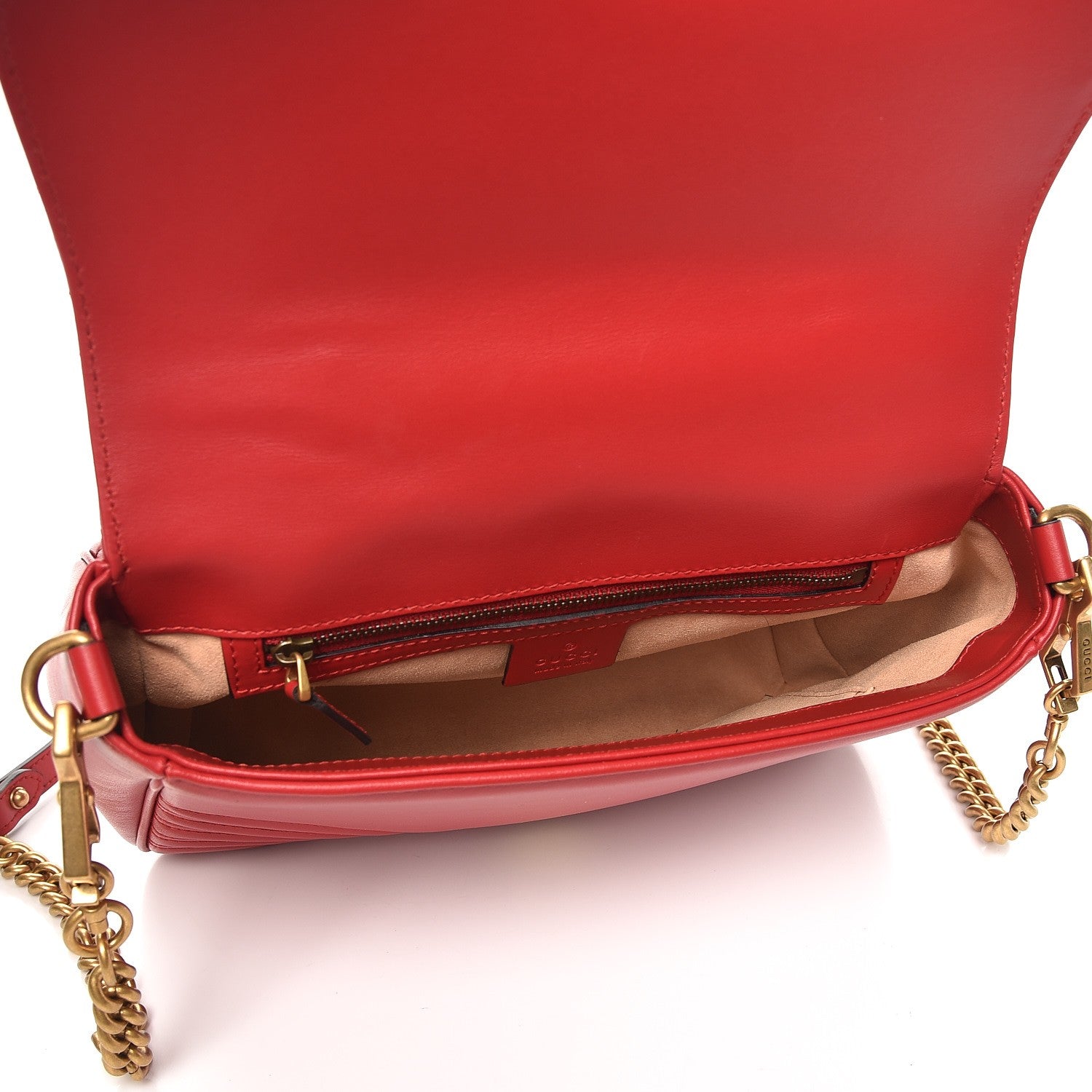 Gucci Calfskin Matelasse Small GG Marmont Top Handle Shoulder Bag Hibiscus Red 5 of 7