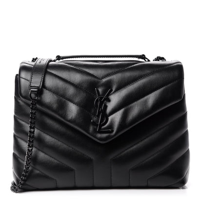 Saint Laurent Calfskin Y Quilted Monogram Small Loulou Chain Satchel Black 1 of 11