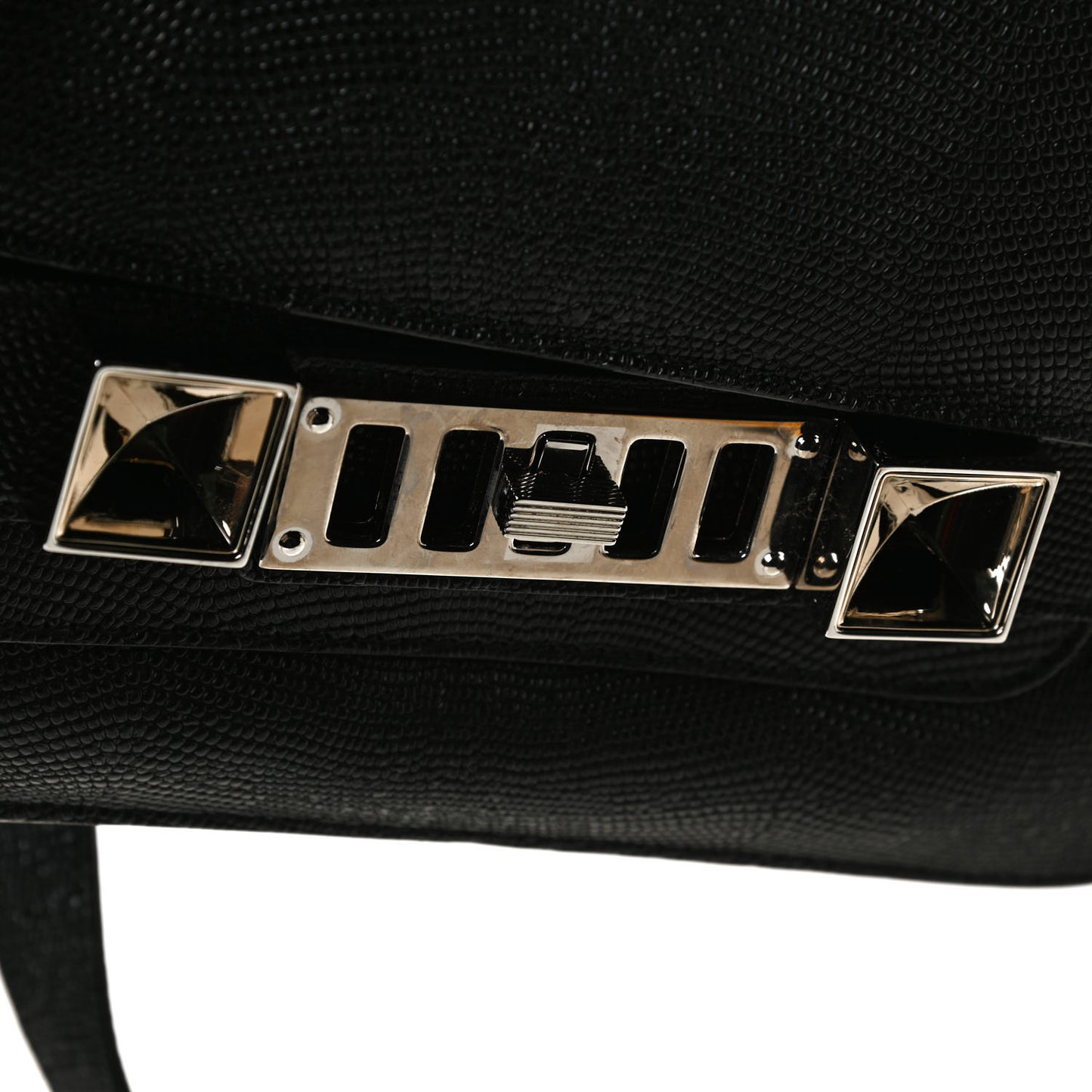 Calfskin Lizard Embossed Mini PS11 Classic Shoulder Bag Black