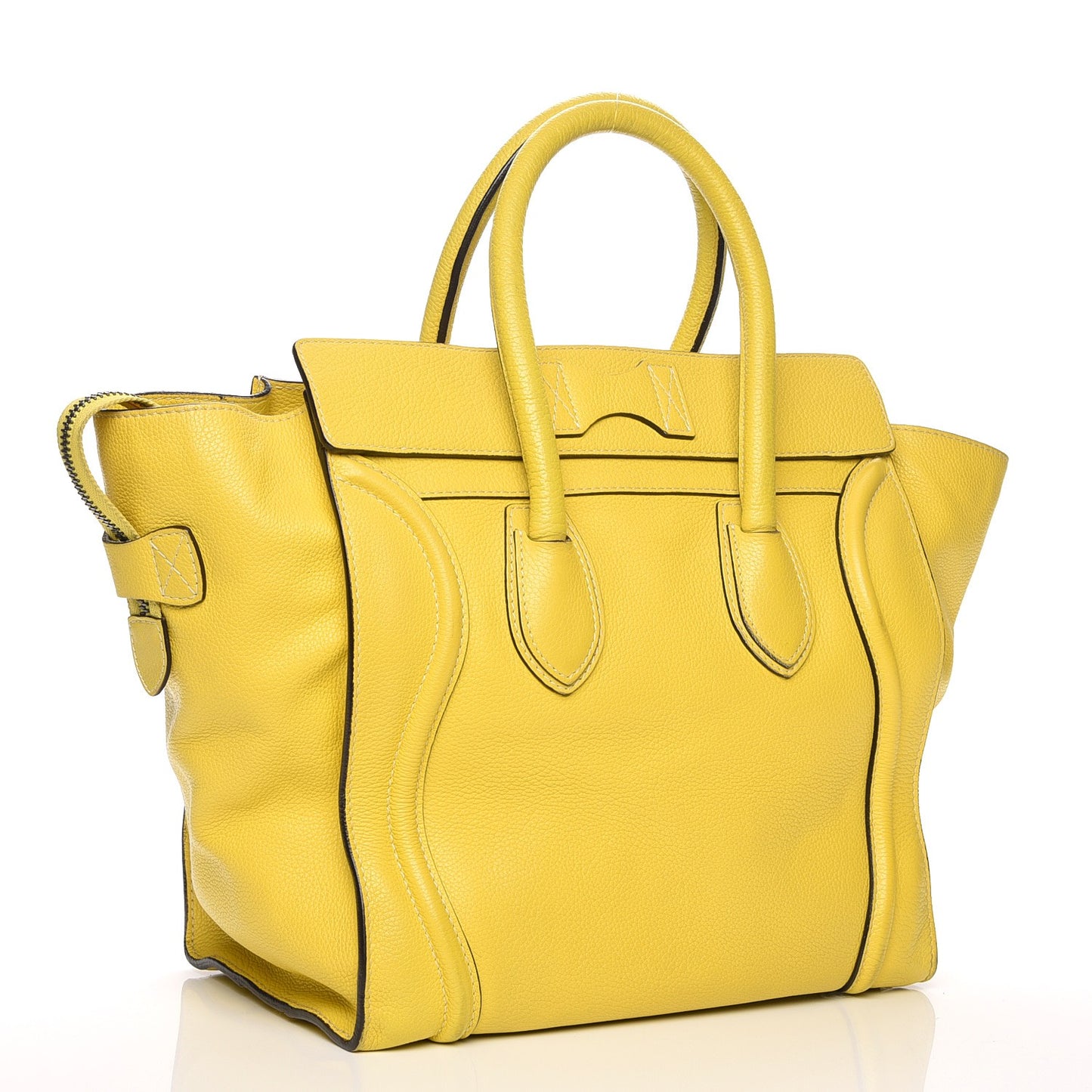 Drummed Calfskin Mini Luggage Citron
