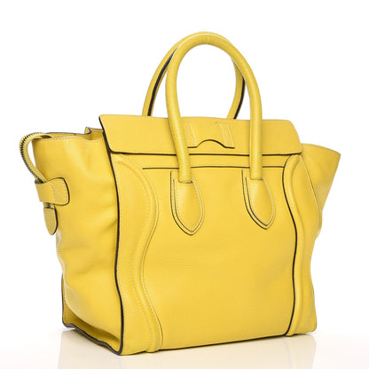Celine Drummed Calfskin Mini Luggage Citron 3 of 7