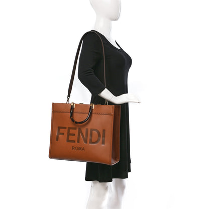 Fendi Vitello King Plexiglass Medium Fendi Sunshine Shopper Tote Cuoio 2 of 8