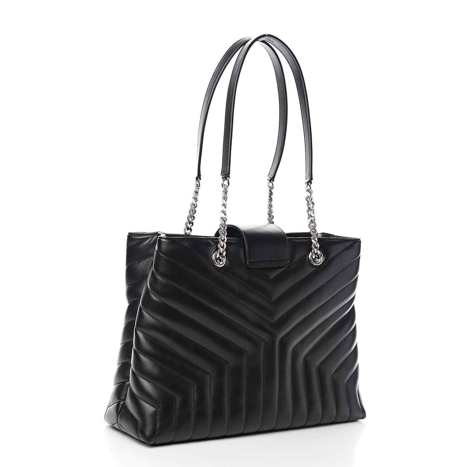 Saint Laurent Calfskin Y Quilted Monogram Large Loulou Shopper Black 3 of 11