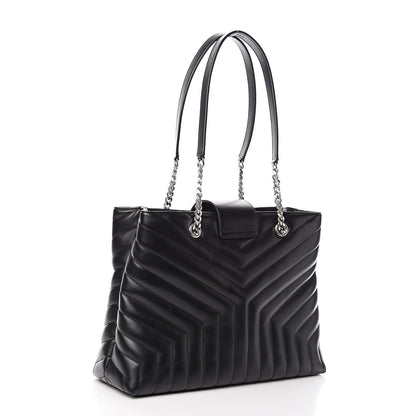 Saint Laurent Calfskin Y Quilted Monogram Large Loulou Shopper Black 3 of 11