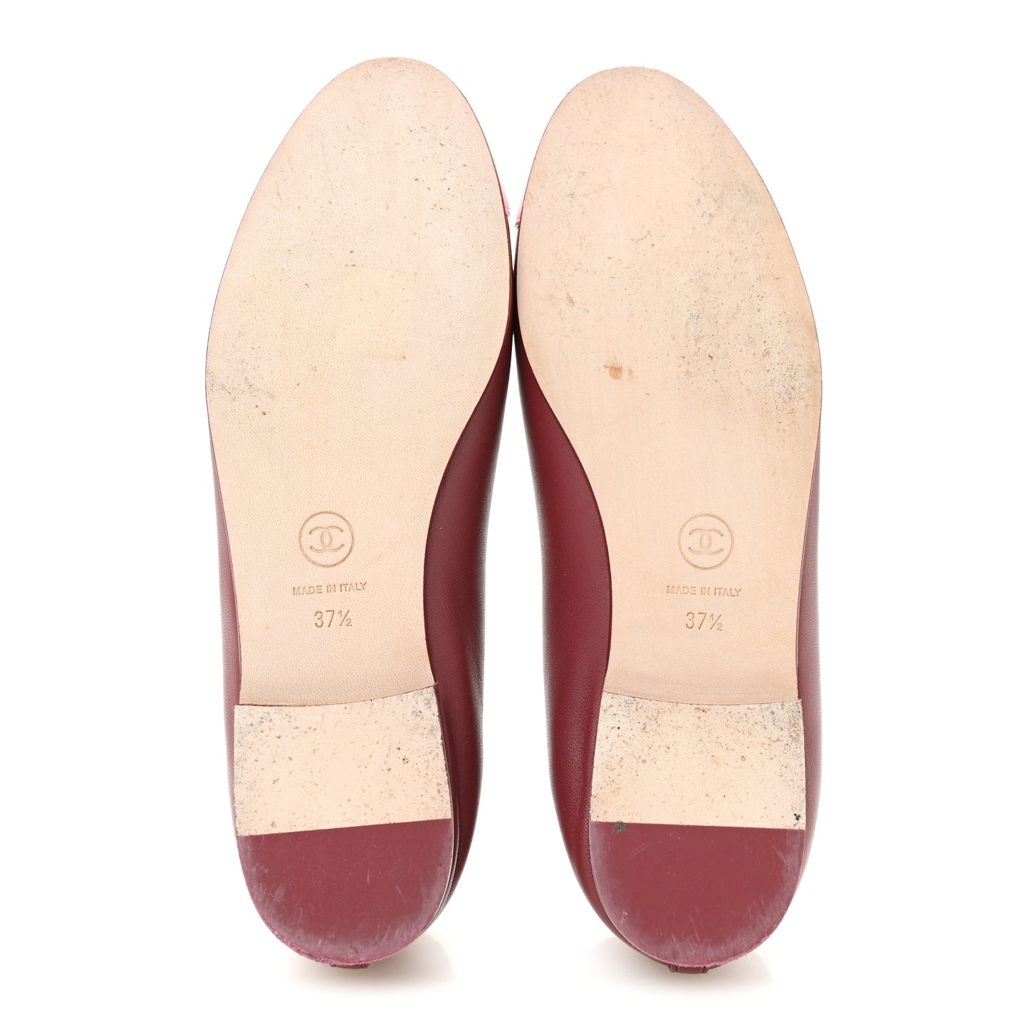Lambskin Cap Toe CC Ballerina Flats 37.5 Burgundy Pink