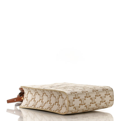 Celine Triomphe Canvas Calfskin Mini Vertical Cabas White 4 of 12