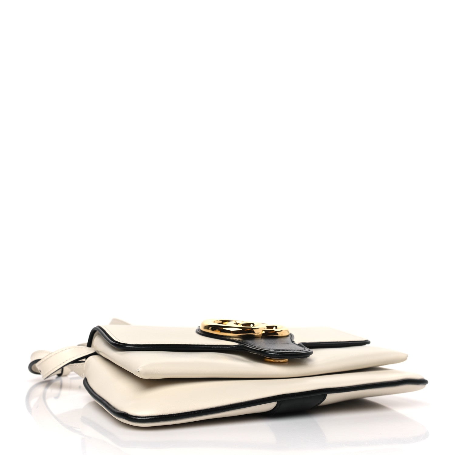 Gucci Vitello Palmellato Lux Bi-Color Small Arli Flap Shoulder Bag Mystic White Black 4 of 9