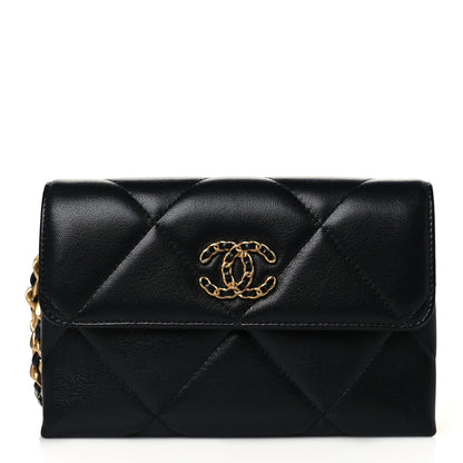 Chanel Lambskin Quilted Chanel 19 Flap Clutch Black 1 of 12