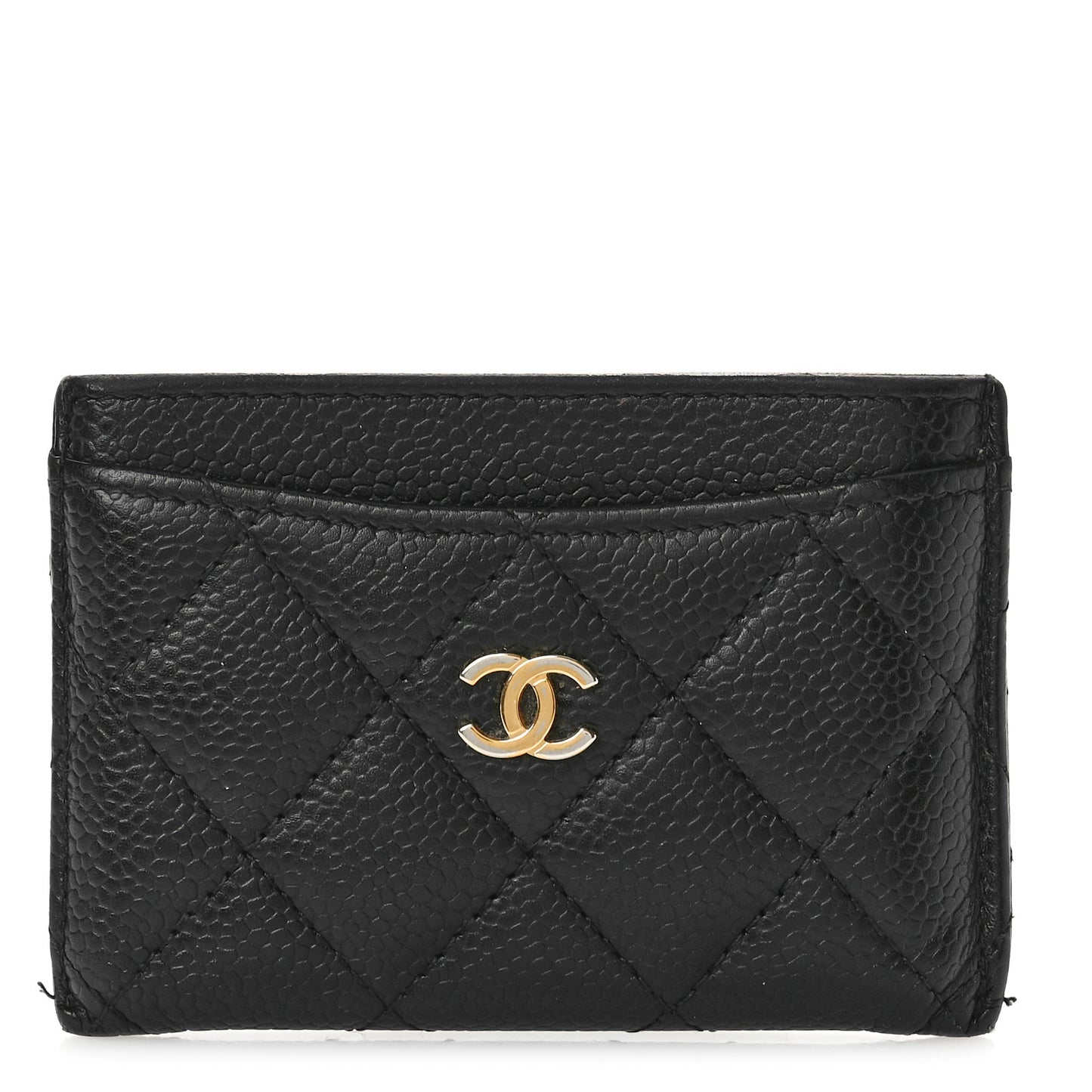 Caviar Quilted Card Holder Black