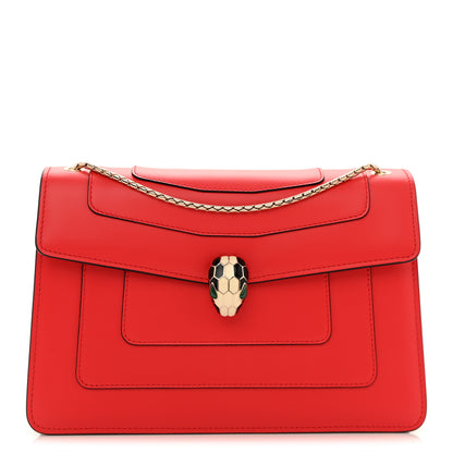 Bulgari Calfskin Serpenti Forever Shoulder Bag Red 1 of 11