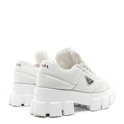Prada Nappa Soft Metal Triangle Logo Padded Monolith 55mm Sneakers 40 White 4 of 11