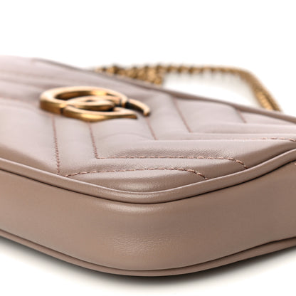 Gucci Calfskin Matelasse Mini GG Marmont Chain Crossbody Bag Porcelain Rose 11 of 12
