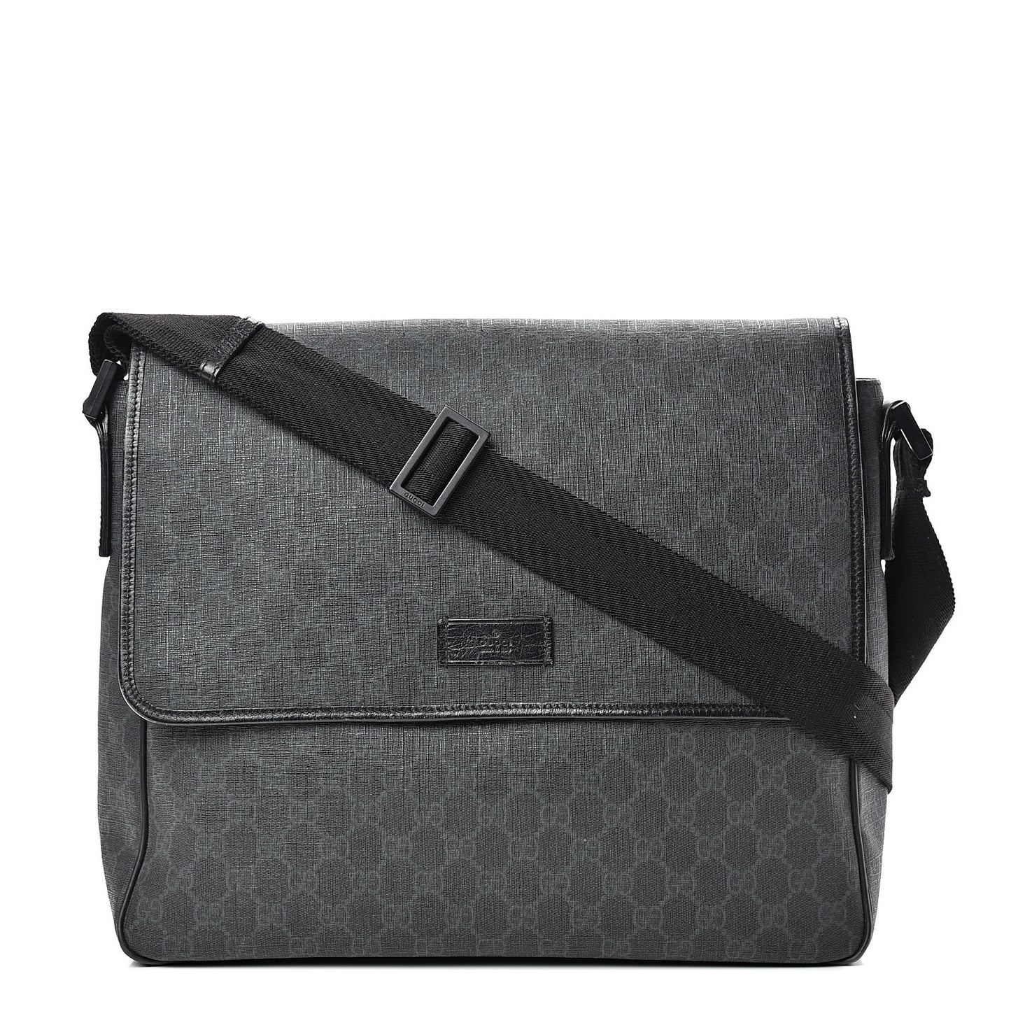 GG Plus Monogram Medium Flap Messenger Bag Black