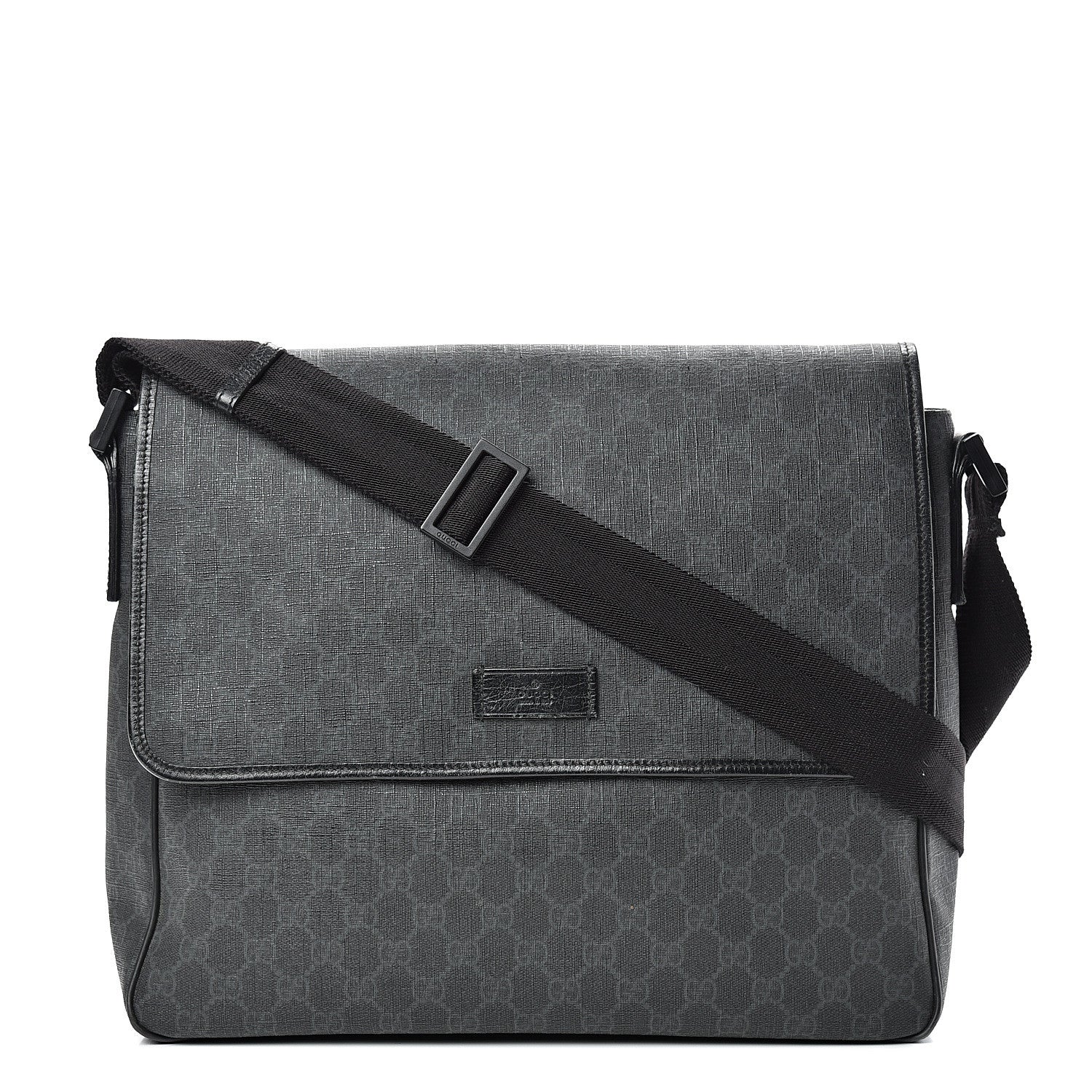 Gucci GG Plus Monogram Medium Flap Messenger Bag Black 1 of 17