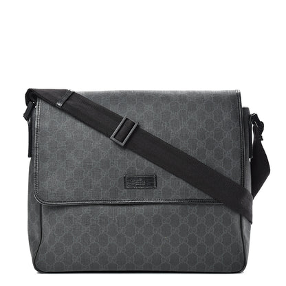 Gucci GG Plus Monogram Medium Flap Messenger Bag Black 1 of 17