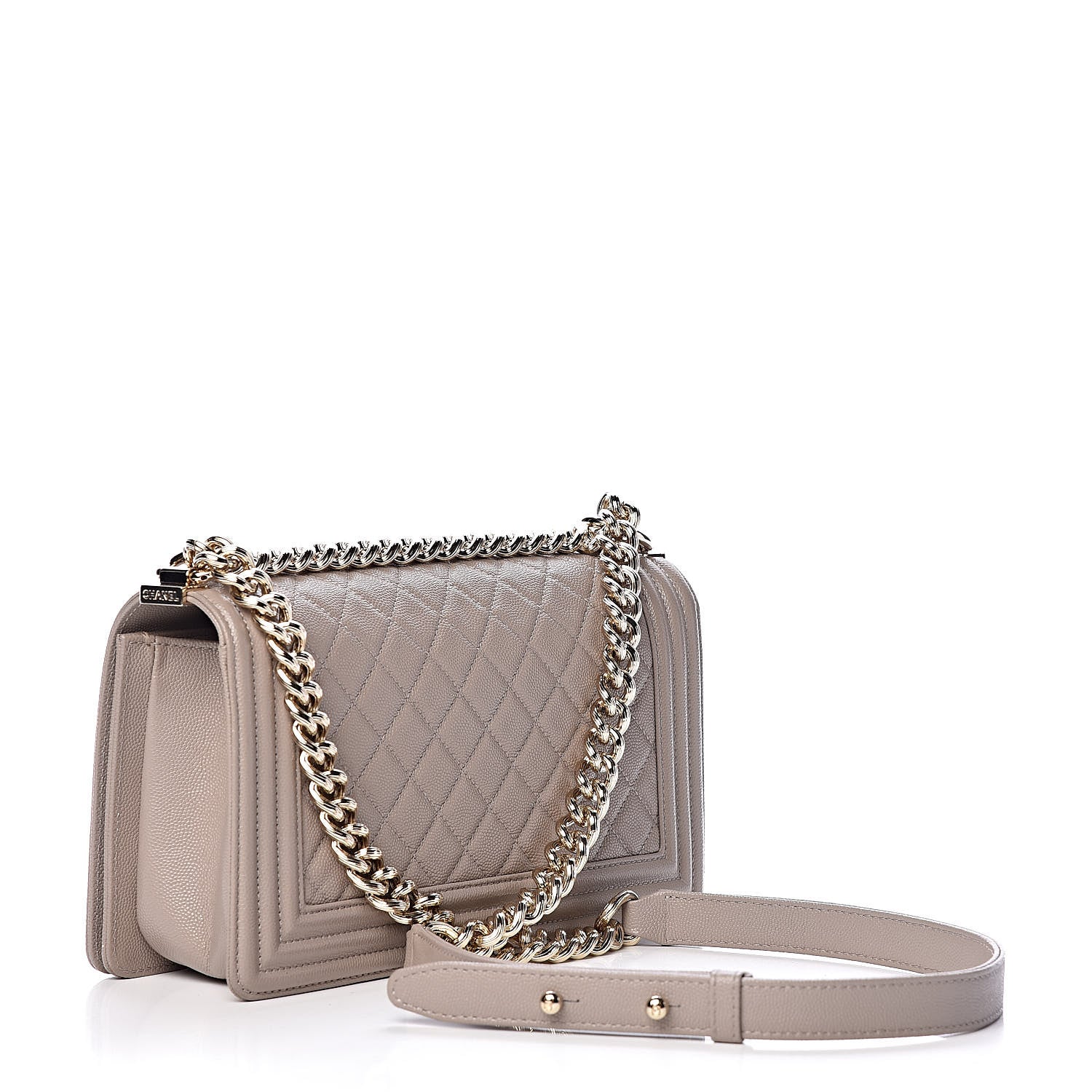 Chanel Caviar Quilted Medium Boy Flap Dark Beige 3 of 13
