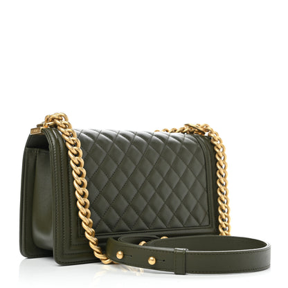 Chanel Calfskin Quilted Medium Boy Flap Khaki 3 of 11