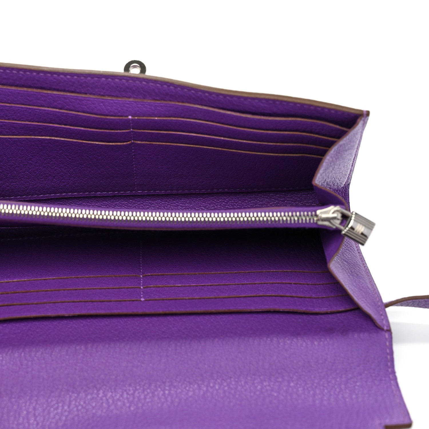 Hermes Chevre Mysore Kelly Longue Wallet Violet 5 of 11