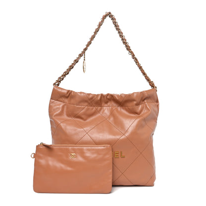 Chanel Shiny Calfskin Quilted Small Chanel 22 Beige 3 of 11