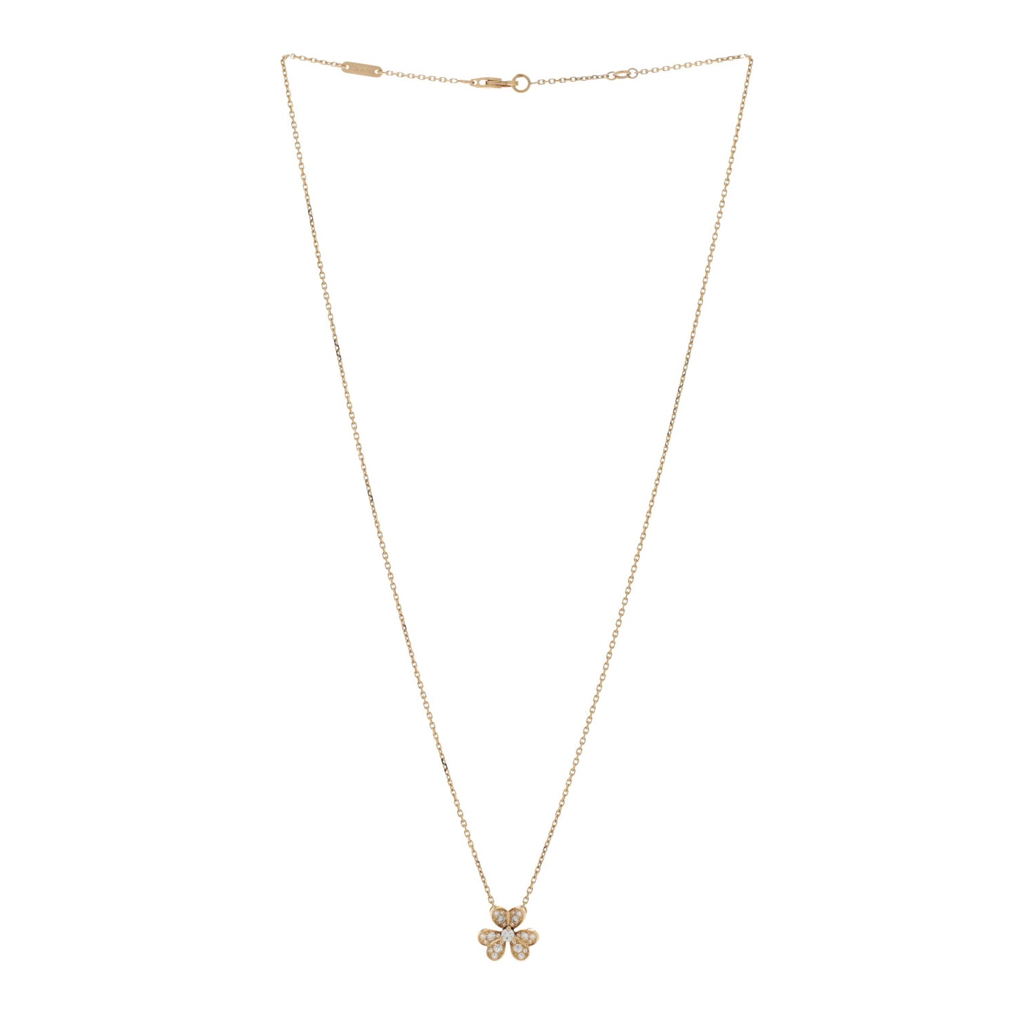 18K Yellow Gold Diamond Mini Frivole Pendant Pave Necklace