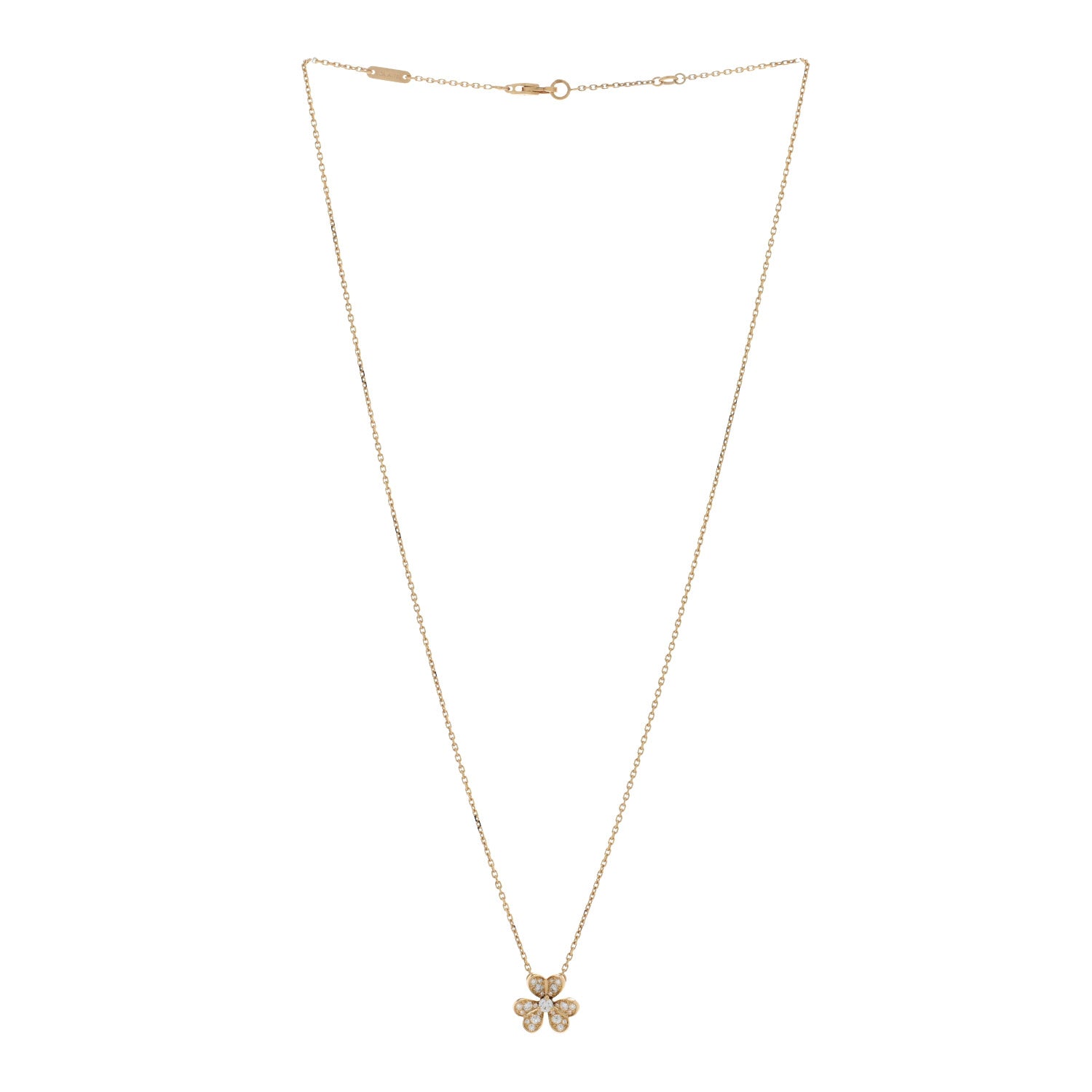 Van Cleef & Arpels 18K Yellow Gold Diamond Mini Frivole Pendant Pave Necklace 2 of 4