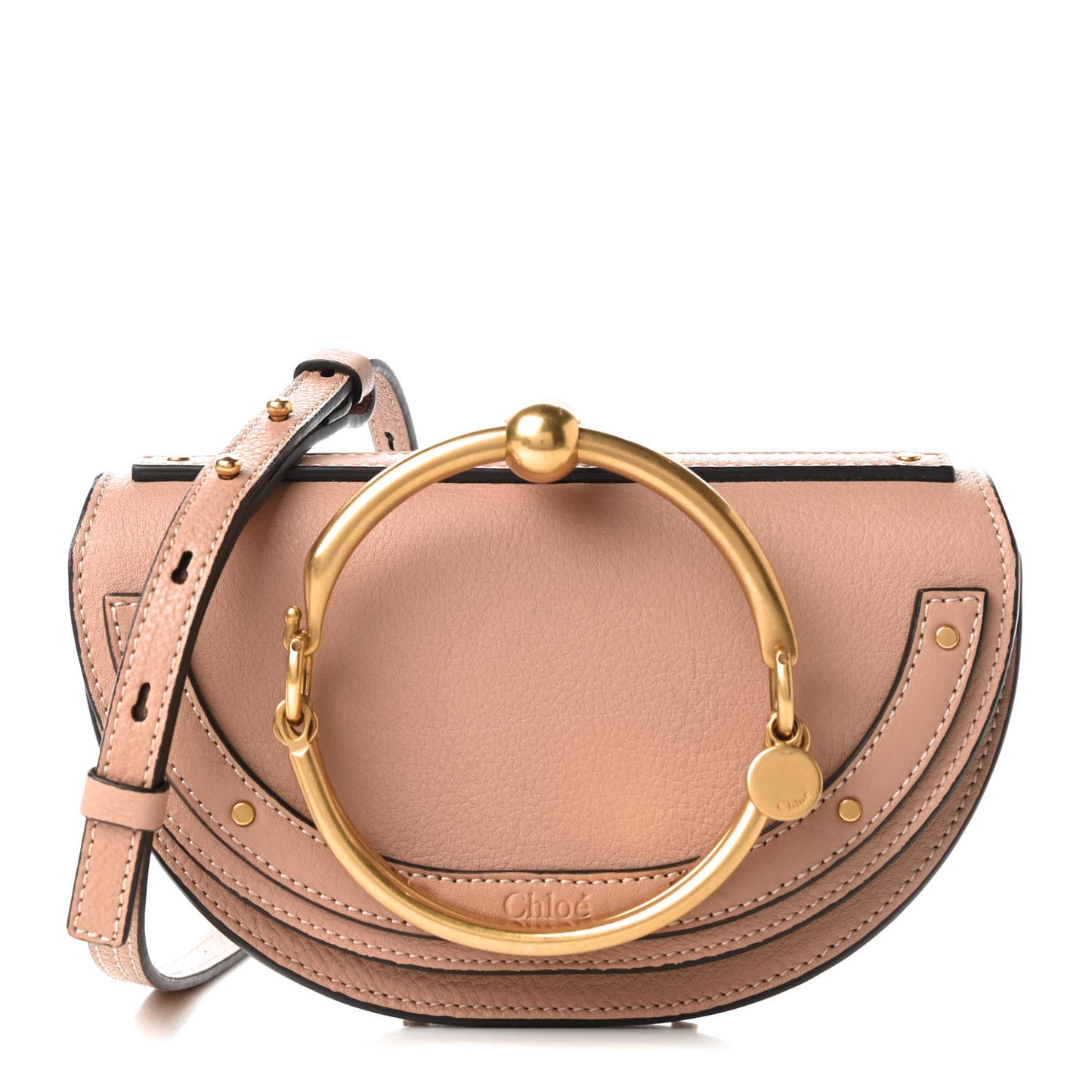 Calfskin Small Nile Bracelet Minaudiere Bag Biscotti Beige