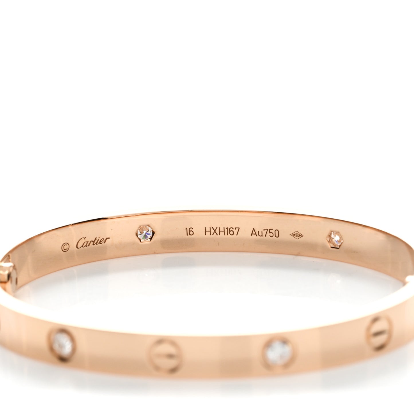 18K Pink Gold 4 Diamond LOVE Bracelet 16