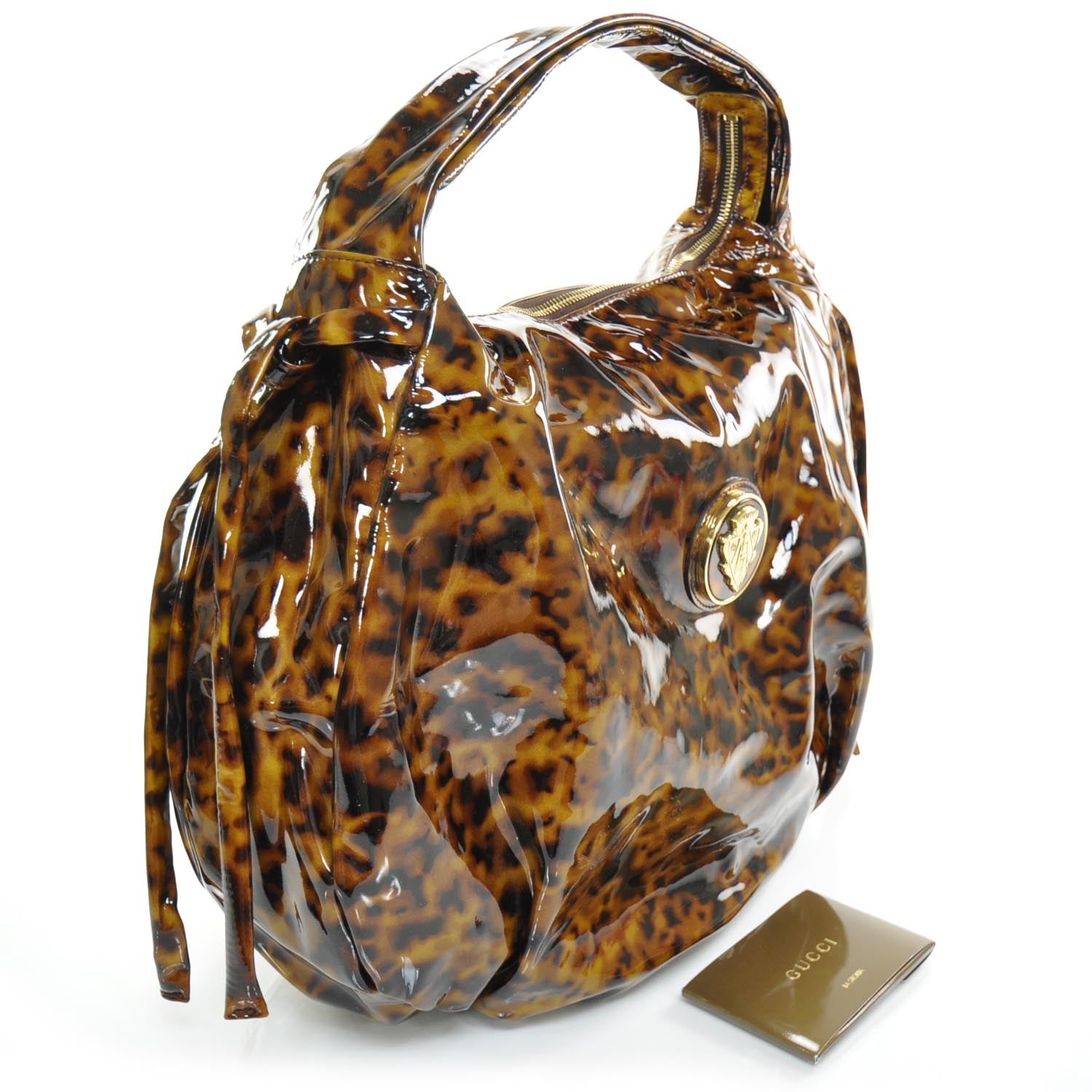Gucci Patent Tortoise Shell Medium Hysteria Hobo 7 of 12