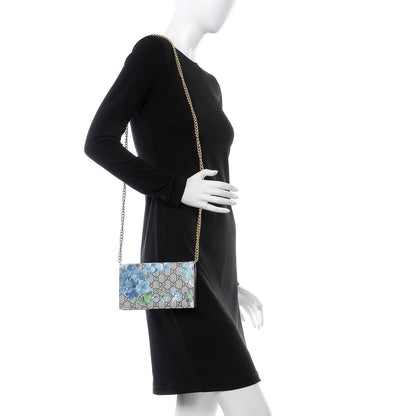 Gucci GG Supreme Monogram Blooms Chain Wallet Blue 2 of 13