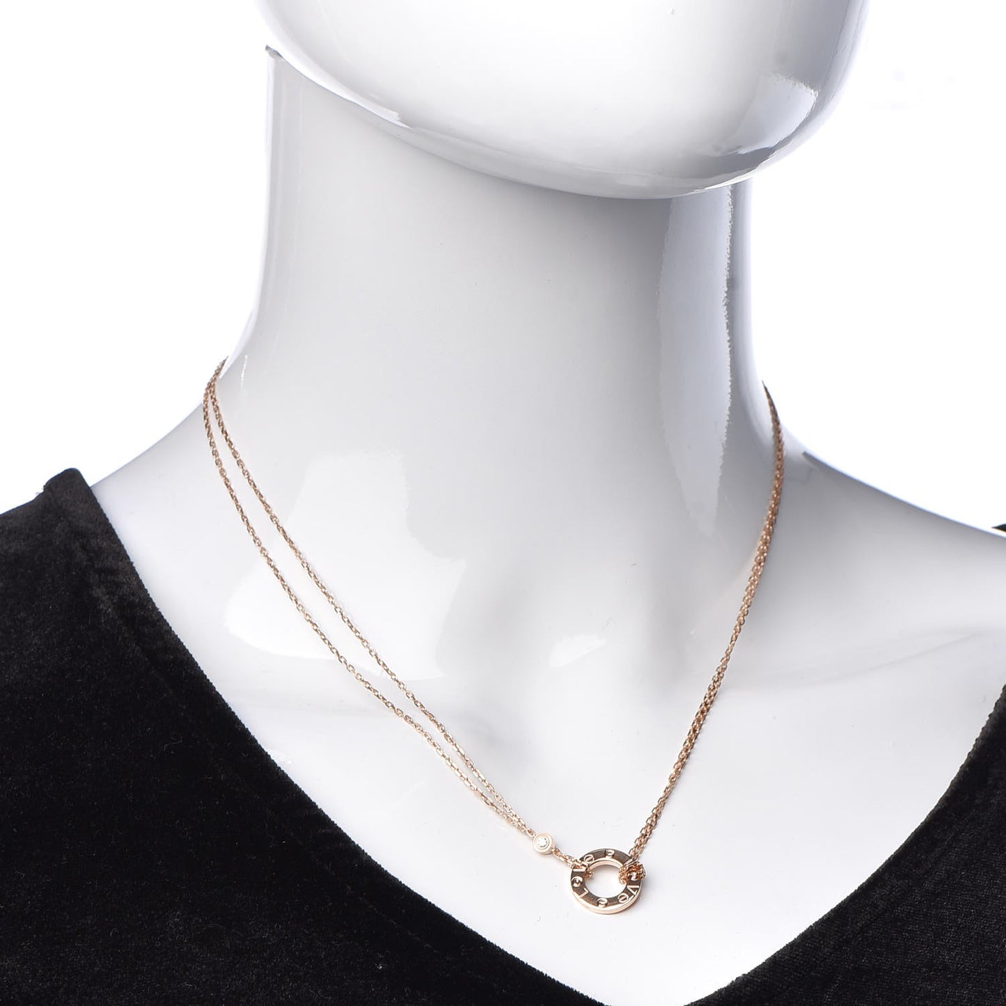 18K Pink Gold 2 Diamond LOVE Necklace
