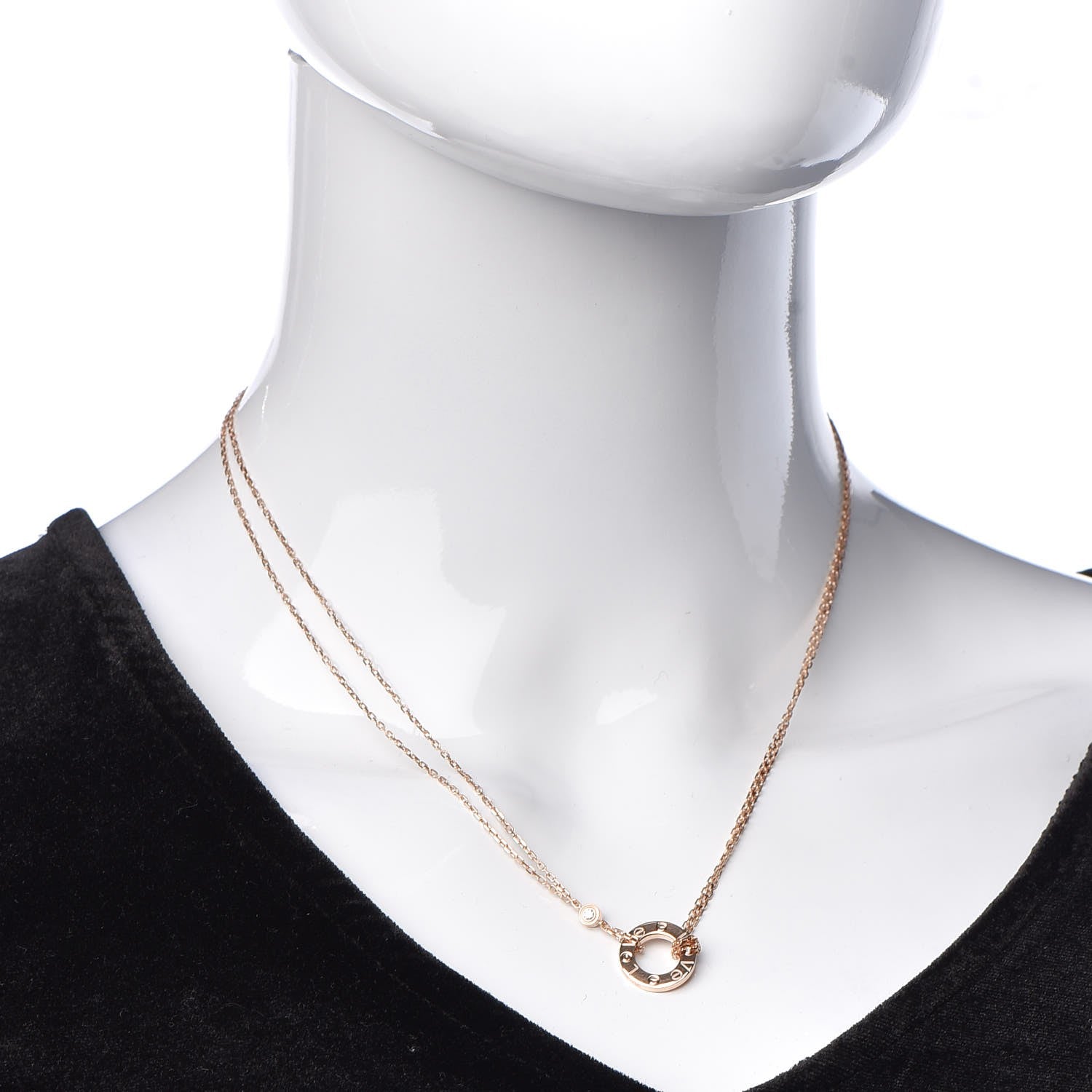 Cartier 18K Pink Gold 2 Diamond LOVE Necklace 2 of 6