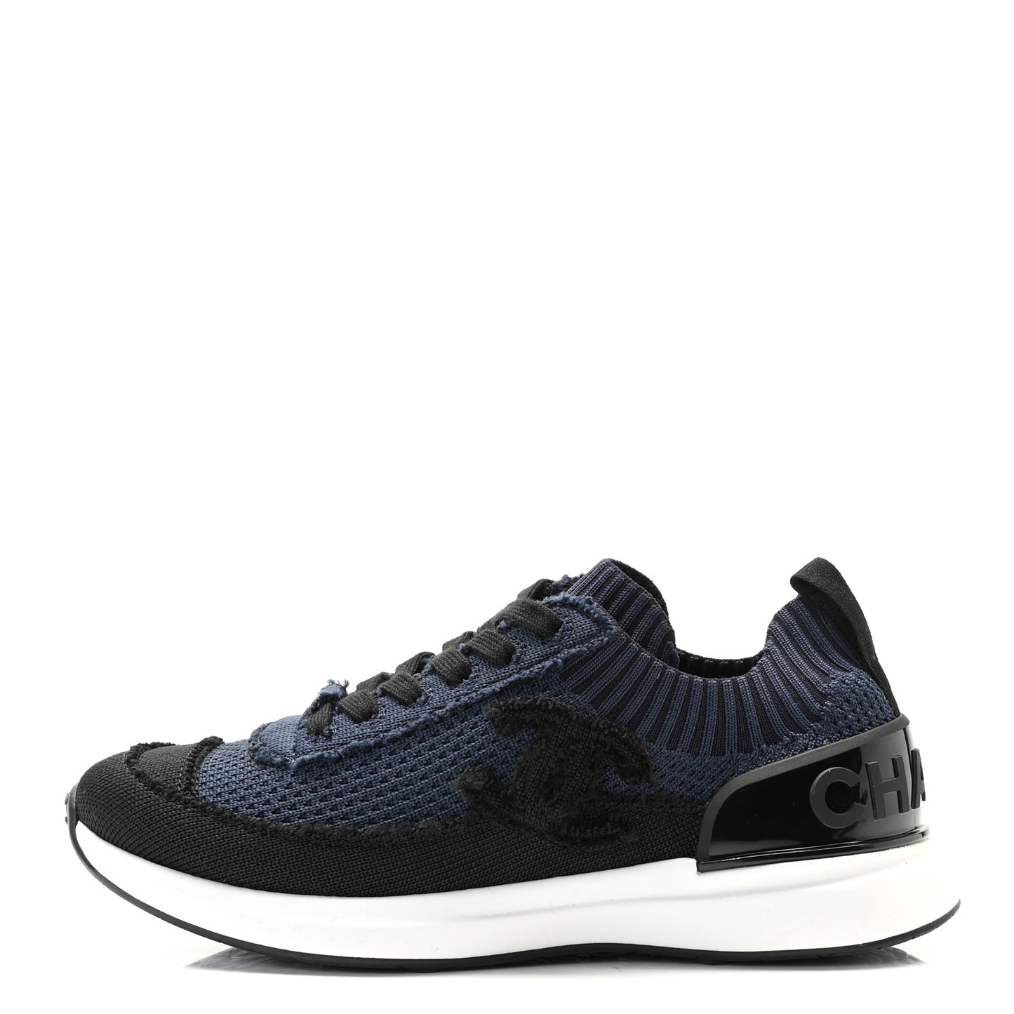 Fabric Logo Sneakers 37 Navy Black