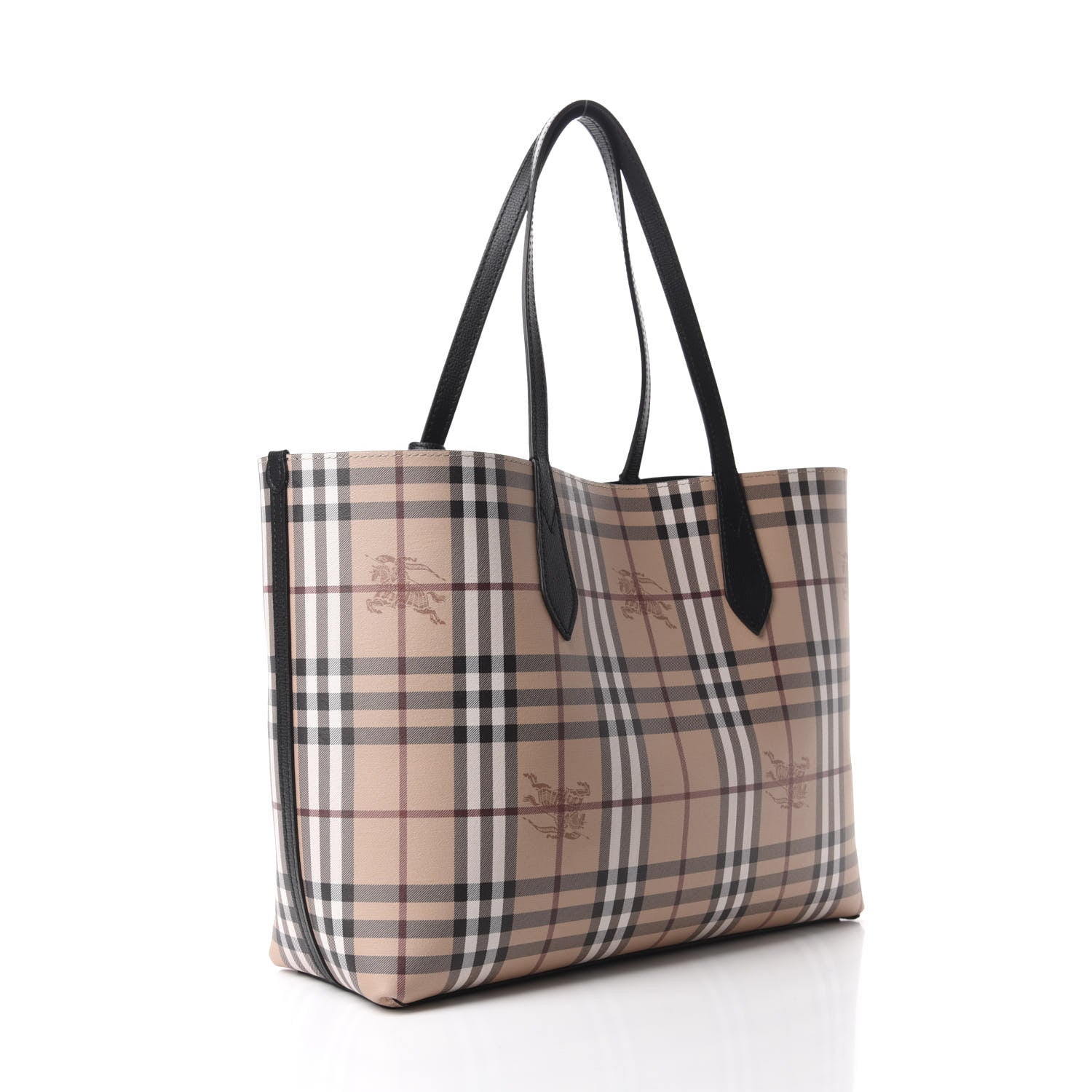 Burberry Grainy Calfskin Haymarket Check Medium Reversible Tote Black 11 of 16