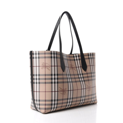 Burberry Grainy Calfskin Haymarket Check Medium Reversible Tote Black 11 of 16