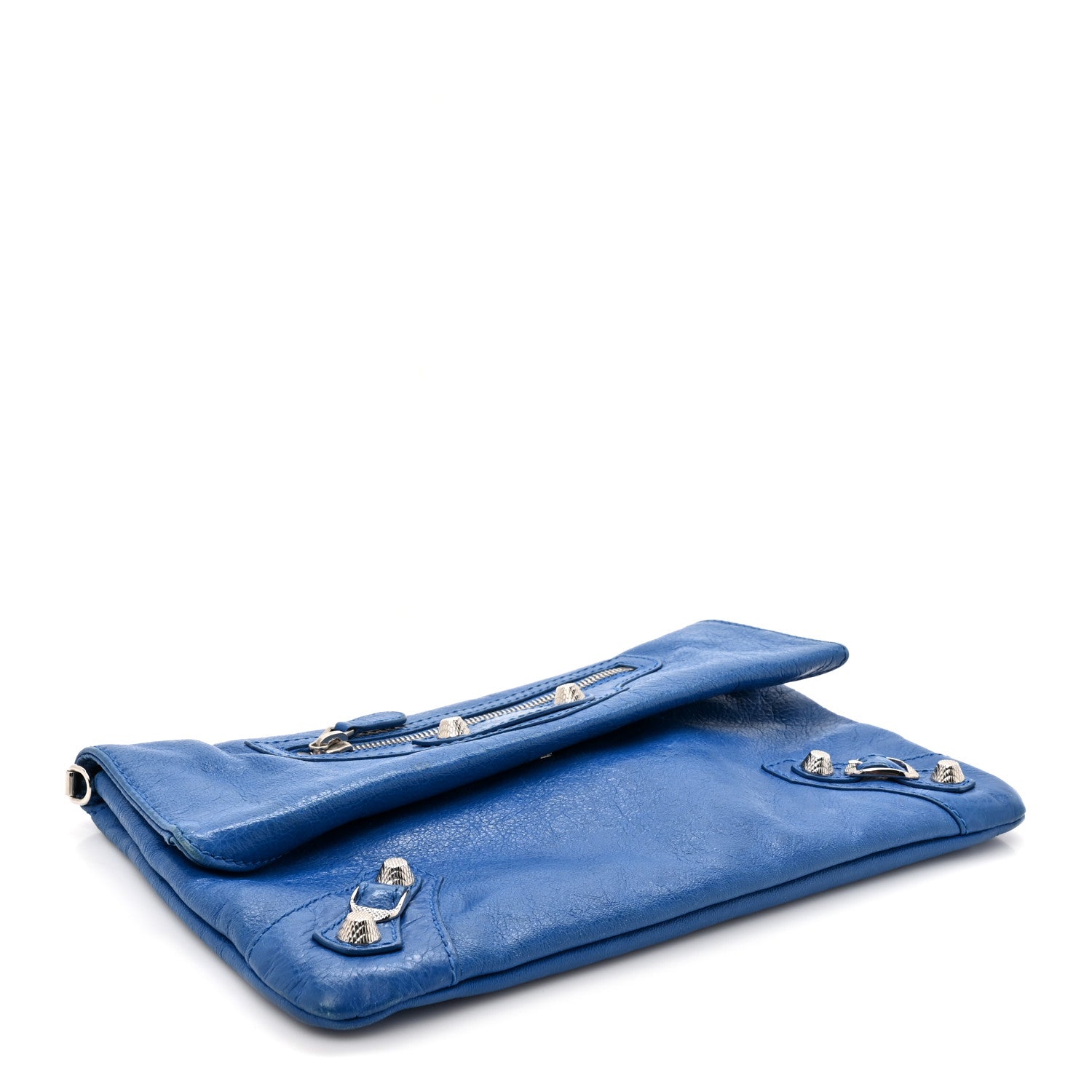 Balenciaga Agneau Giant 12 Silver Envelope Strap Clutch Bleu Lazuli 5 of 16