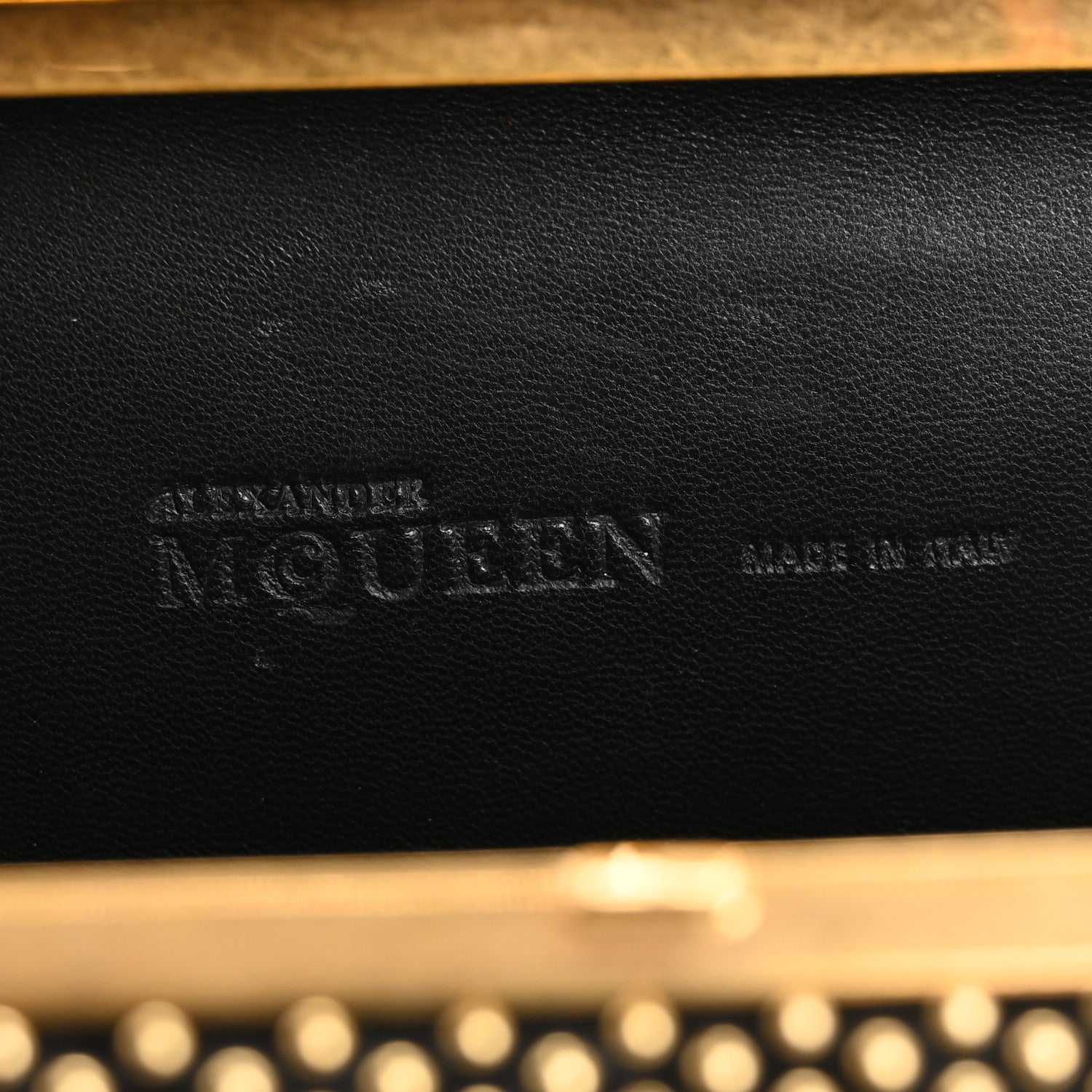 Alexander McQueen Suede Studded Skull Knuckle Box Clutch Black Gold 6 of 10