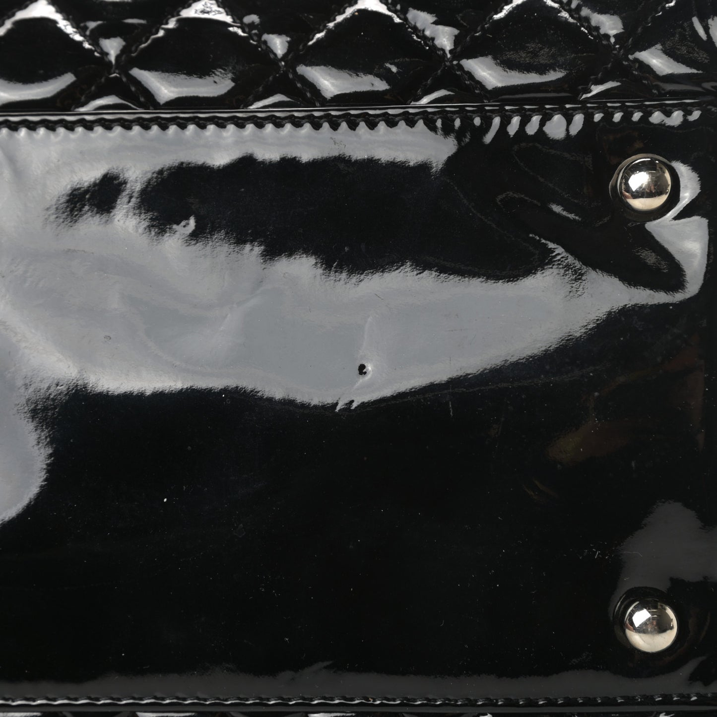 Patent Quilted Large Just Mademoiselle Bowling Bag Black