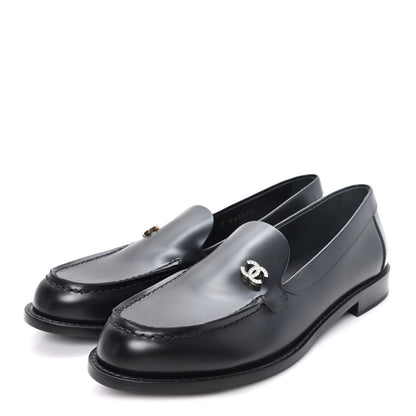 Chanel Calfskin Crystal CC Mocassin Loafers 39 Black 4 of 10