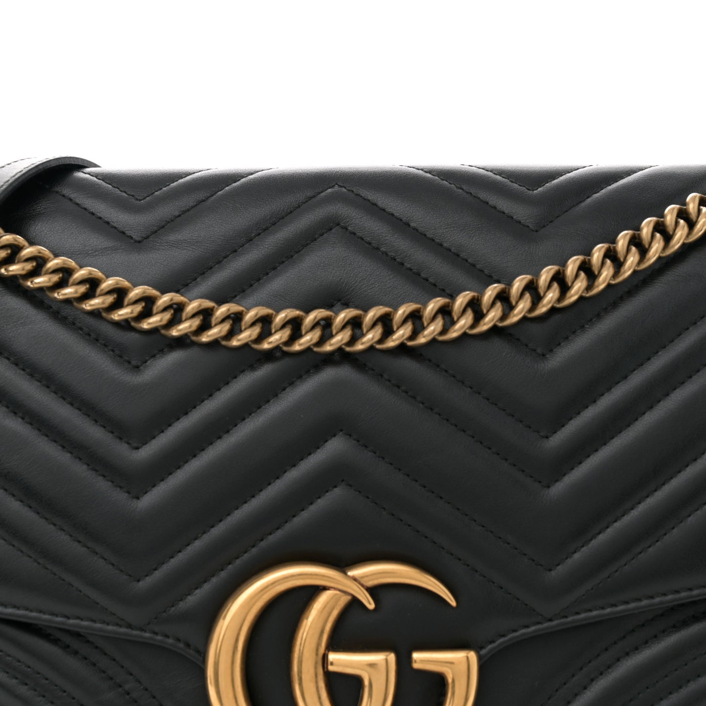 Calfskin Matelasse Large GG Marmont Shoulder Bag Black