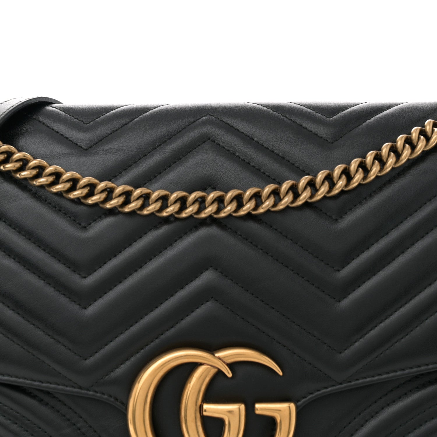 Gucci Calfskin Matelasse Large GG Marmont Shoulder Bag Black 8 of 15