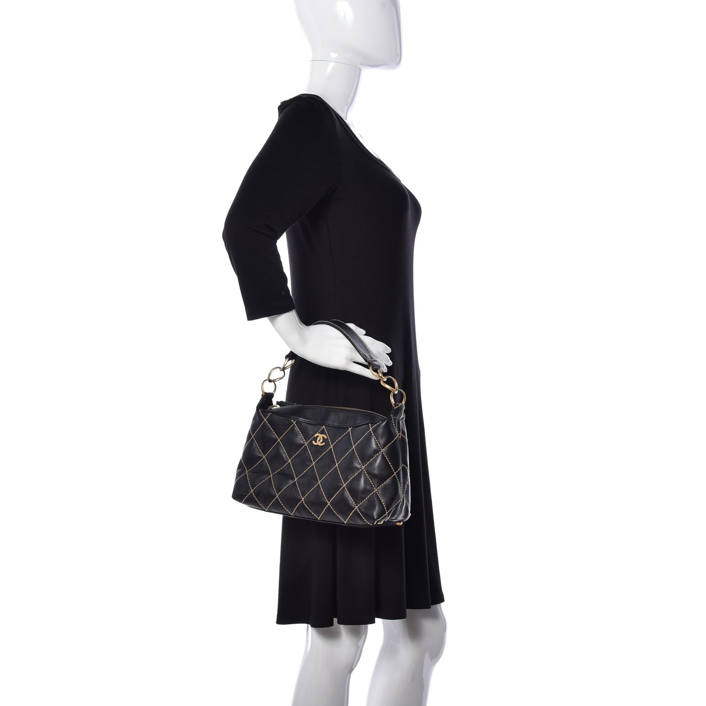 Calfskin Wild Stitch Hobo Black