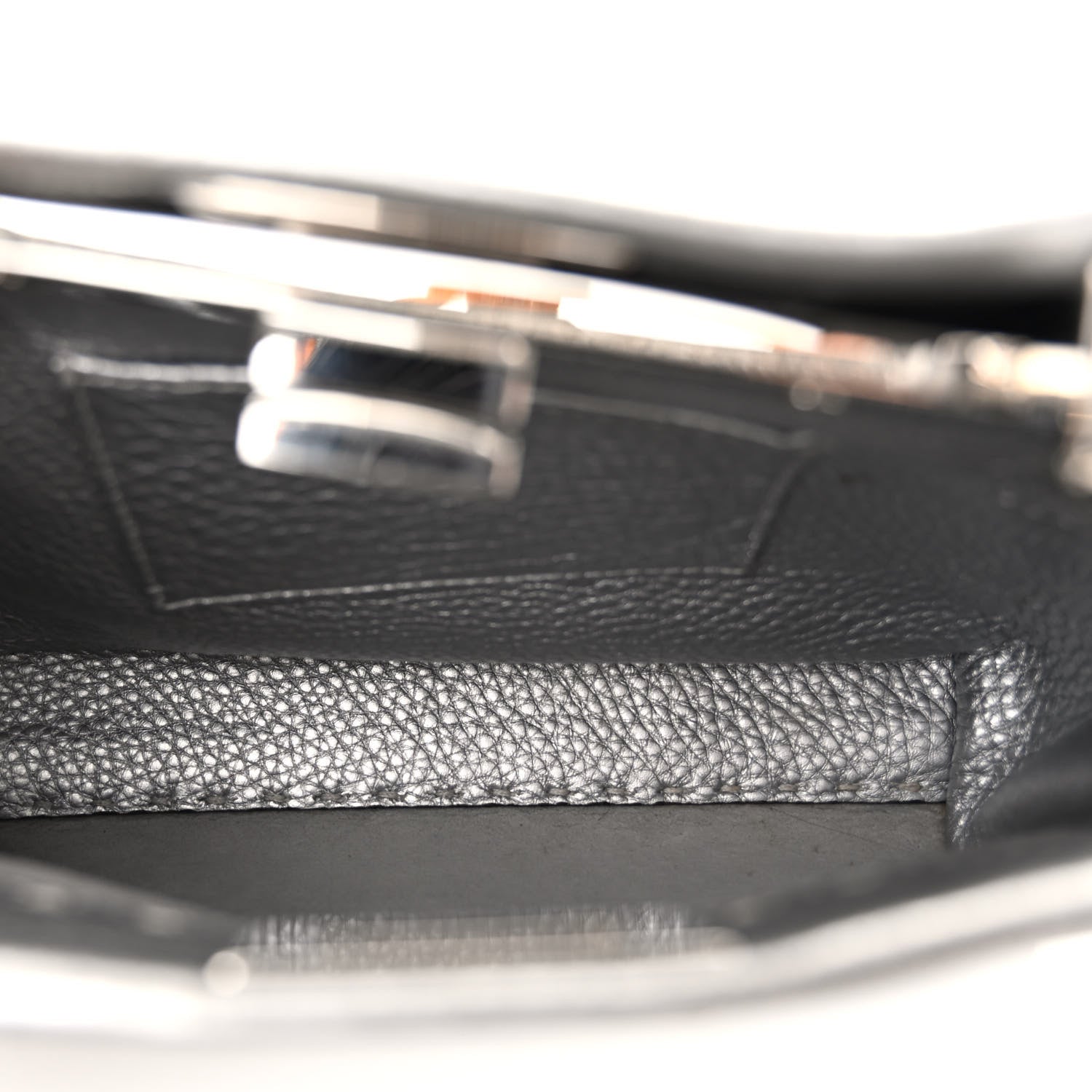 Fendi Cuoio Romano Lux Selleria Mini Peekaboo Iconic Satchel Argento 7 of 11