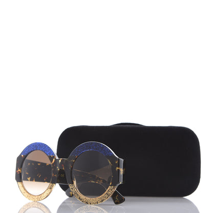 Gucci Acetate Round GG0084S Sunglasses Glitter Blue Multi 7 of 7