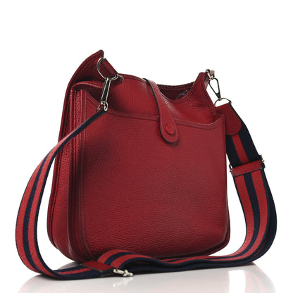 Hermes Taurillon Clemence Evelyne III PM Rouge Casaque Bleu Saphir 3 of 12