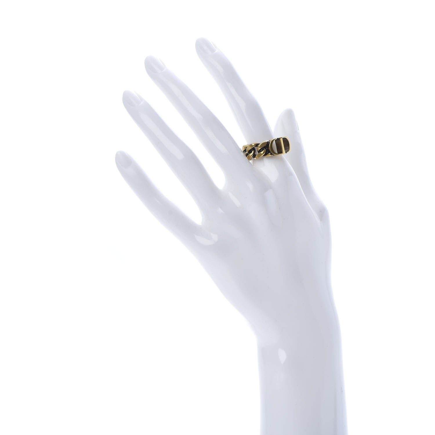 Christian Dior Metal Montaigne 30 Chain Ring Antique Gold 2 of 6