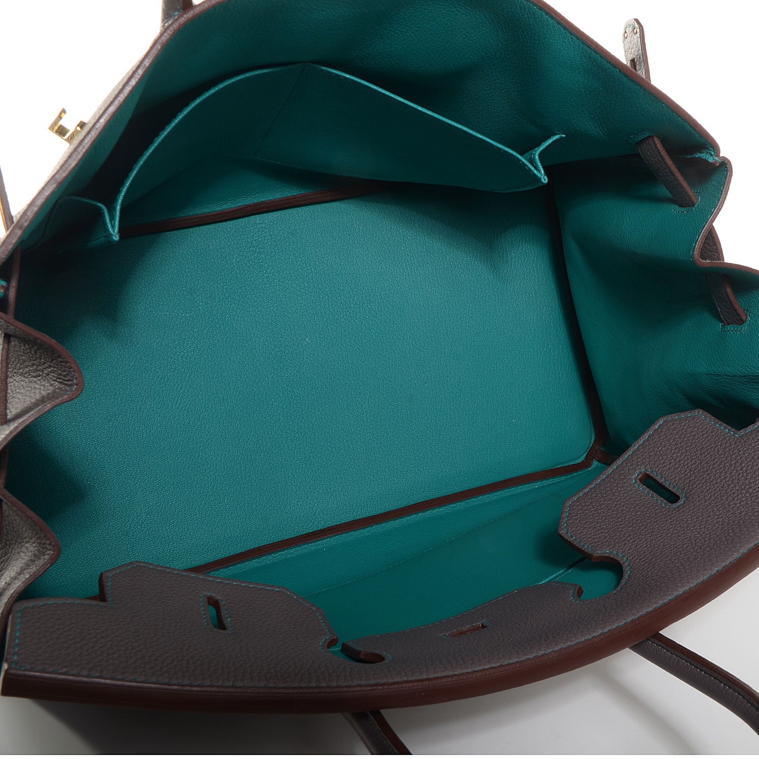 Hermes Togo Horseshoe Birkin 35 Etain Bleu Paon 6 of 26