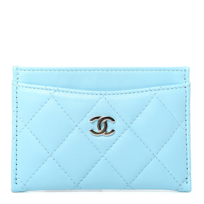 Chanel Lambskin Quilted Card Holder Neon Blue 1 of 8