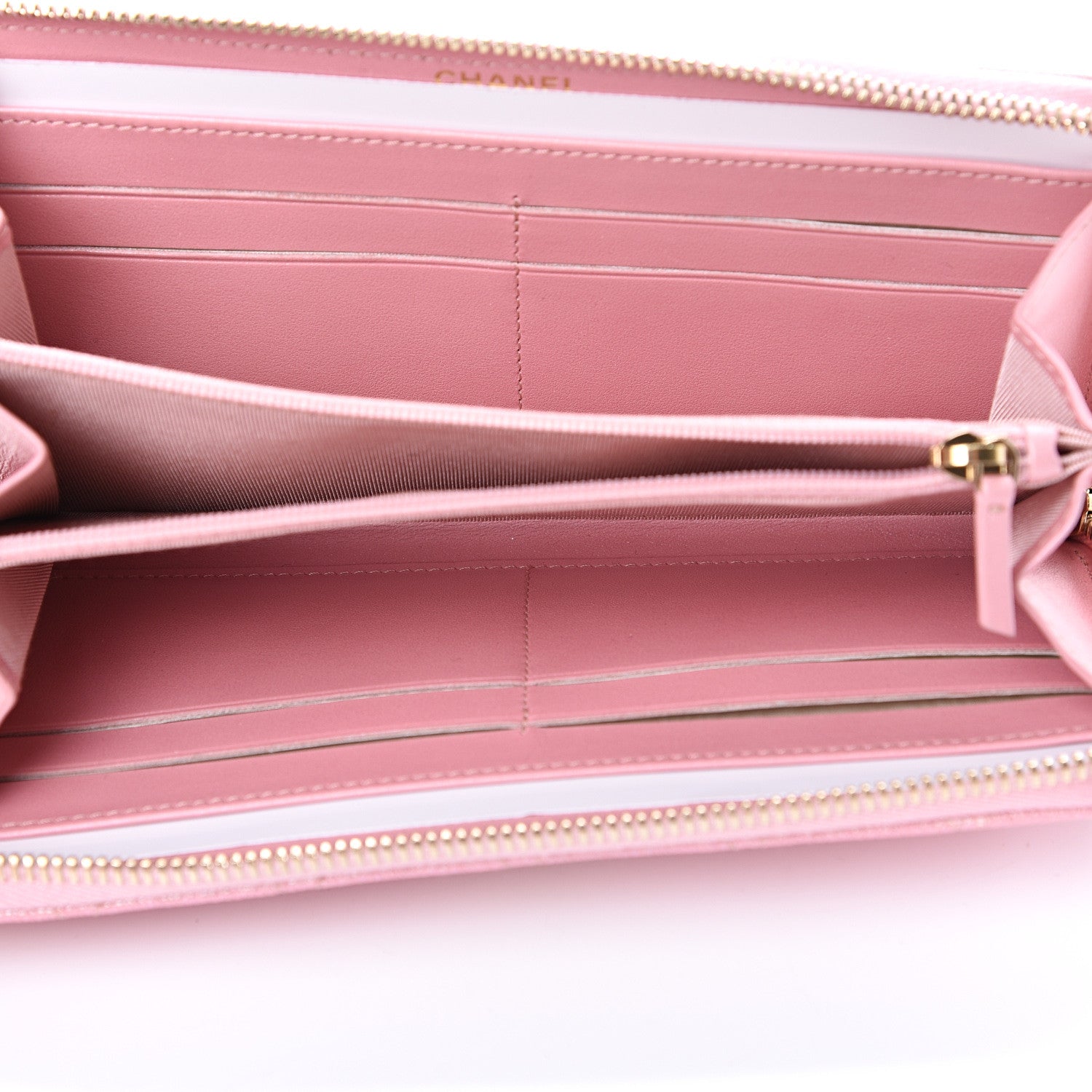 Chanel Iridescent Caviar Quilted Large Zip Around Wallet Pink 4 of 10