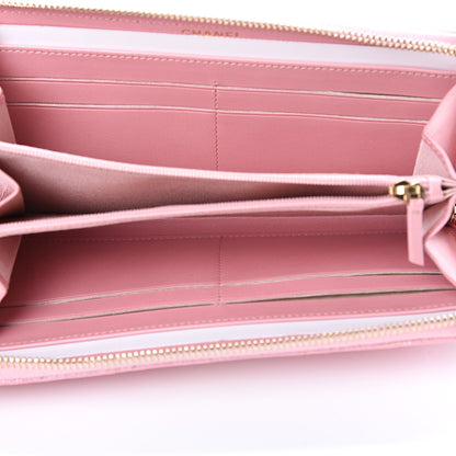 Chanel Iridescent Caviar Quilted Large Zip Around Wallet Pink 4 of 10