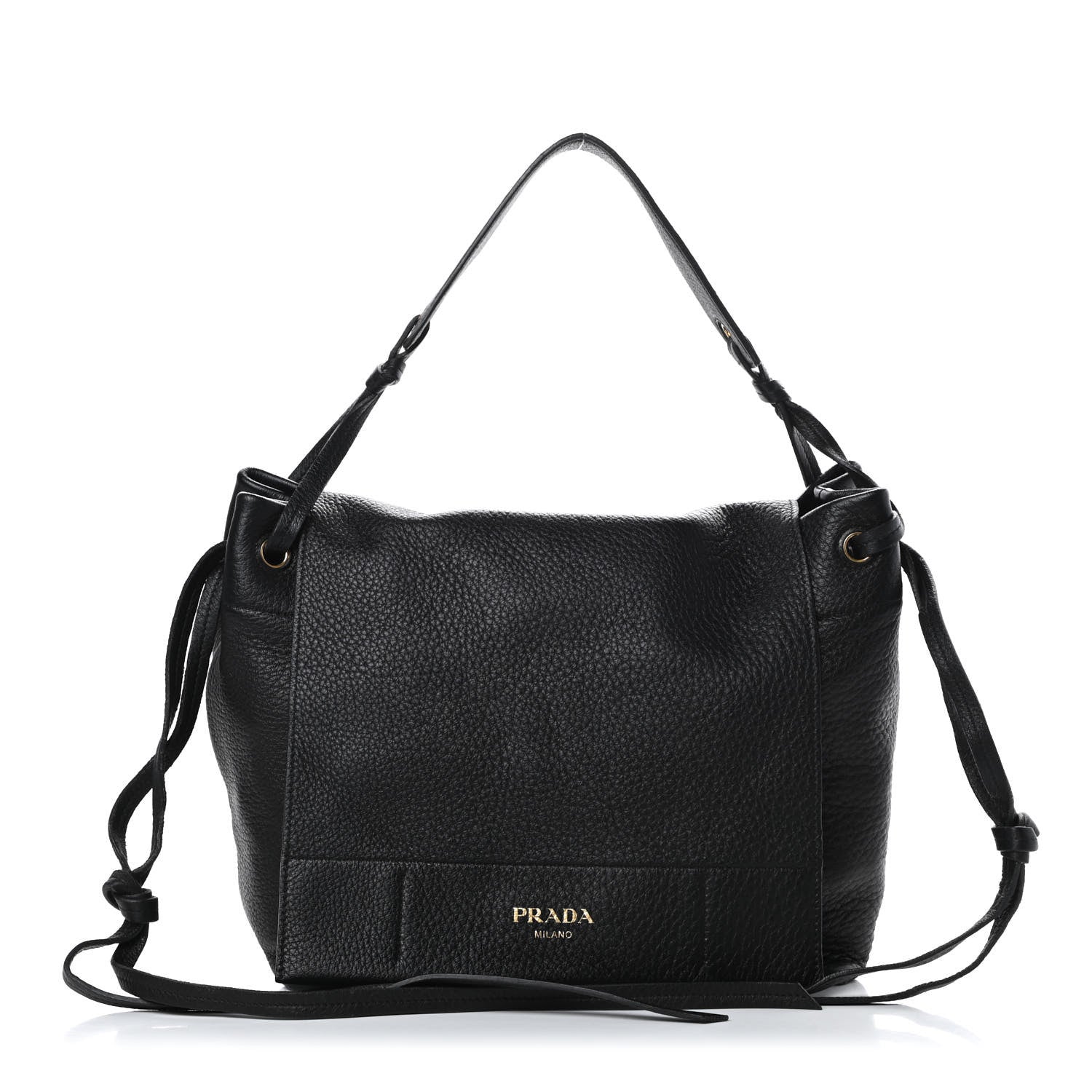 Prada Cervo Flap Shoulder Bag Black 1 of 18
